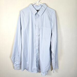 Lands End Traditional Fit Shirt Men's XXLT Blue White Check Classic Work Wear